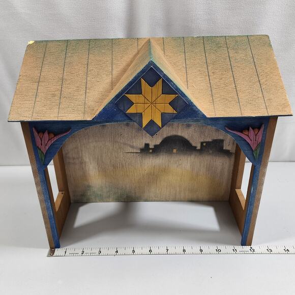 Jim Shore 2003 #113258 STABLE FOR A KING Blue Nativity Creche Stable By Enesco - Picture 11 of 13